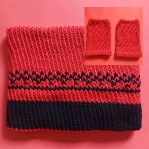 Women's Winter Fingerless Short Scarf and Gloves Set.